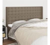 vidaXL Hoofdbord met randen 203x16x118/128 cm stof taupe3120040 Taupe G