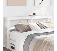 vidaXL Hoofdbord met schappen 135 cm massief grenenhout wit850888 Blanc G