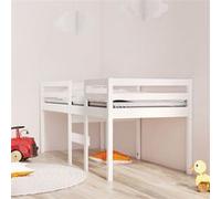 vidaXL Lit haut Cadre de lit simple Sommier à lattes pour enfants Bois de pin massif Blanc 90x200 cm