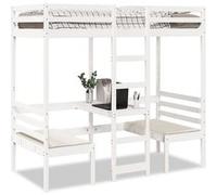 vidaXL Hoogslaper met bureau en stoelen grenenhout wit 90x190 cm3308560 Blanc G