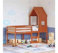 vidaXL Lit haut avec toit cire marron 90x200 cm bois de pin massif Marron