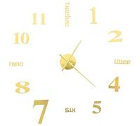 vidaXL Horloge murale 3D Design Moderne XXL Dorée – Décor de mur pour maison/salon