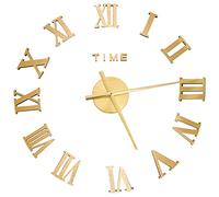 vidaXL Horloge Murale 3D Design Moderne Horloge Décorative Horloge Analogique Salon Salle de Séjour Maison Intérieur Doré 100 cm XXL