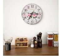 vidaXL Horloge Murale à Quartz Fleur Montre de Salon Pendule de Mur MDF 30 cm Multicolore 50625
