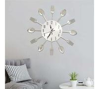 vidaXL Horloge Murale avec Cuillère et Fourchette Horloge Analogique Horloge Décorative Salon Salle de Séjour Maison 325162 Gris G