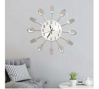 vidaXL Horloge murale et cuillère et fourchette Argenté 31cm Aluminium