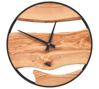 vidaXL Horloge murale brune Ø35 cm Fer et bois d'olivier