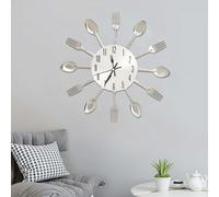 vidaXL Horloge murale et cuillère et fourchette Argenté 31cm Aluminium