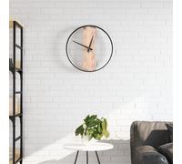 vidaXL Horloge murale marron Ø35 cm fer et bois de chêne