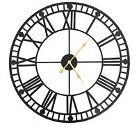 vidaXL Horloge murale vintage avec mouvement à quartz en métal XXL robuste et durable pour intérieur de maison, salon, cuisine, bureau