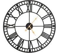 vidaXL Horloge Murale Vintage Mouvement à Quartz Métal Montre Pendule de Salon 50645 Noir G