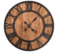 vidaXL Horloge Murale Vintage Quartz Bois Métal Montre de Mur Pendule de Salon 50646