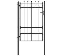 vidaXL HORST Porte de clôture 100 x 150 cm en métal noir avec serrure, porte moderne, entrée sécurisée, barrière extérieure pour entrées, accès au jardin, protection du périmètre
