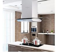 vidaXL Hotte Ilot Acier Inoxydable LED Aspirante de Cuisine Hotte Cheminée 50665