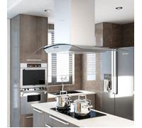 vidaXL Hotte Ilot Acier Inoxydable LED Hotte Cheminée Aspirante de Cuisine 50664