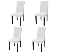 Vidaxl Housse De Chaise Droite Extensible 4 Pcs Blanc