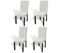 vidaXL Housse de chaise droite extensible – 4 pièces – Crème