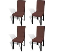 vidaXL Housse de chaise droite extensible 4 pcs marron