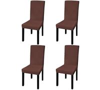 Vidaxl Housse De Chaise Droite Extensible 4 Pcs Marron