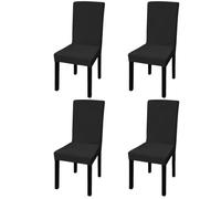 vidaXL Housse de chaise droite extensible 4 pcs noir 131419 Noir G