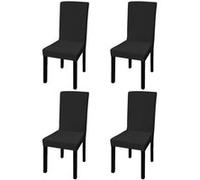 Lot De 4 Housses De Chaise Droites Extensibles Noires, Élastiques Et Résistantes Aux Plis Noir