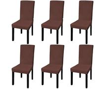 Vidaxl Housse De Chaise Droite Extensible 6 Pcs Marron
