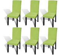 vidaXL Housse de chaise droite extensible 6 pcs vert