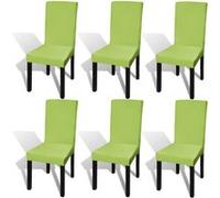vidaXL Housse de chaise droite extensible 6 pcs vert Vert G