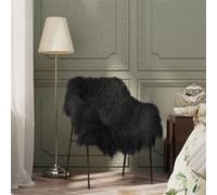 Vidaxl Housse De Chaise En Peau De Mouton Islandaise Noir 70x110 Cm