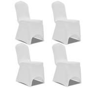 New Housse De Chaise Extensible 4 Pcs Blanc-320151
