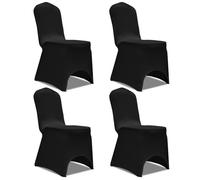 vidaXL Housse de chaise extensible – Lot de 4 pièces – Noir