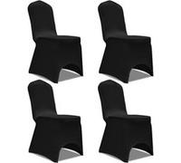 vidaXL Housse de chaise extensible – Lot de 4 pièces – Noir