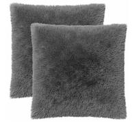 vidaXL Housse de coussin 2 pcs HEERLEN Gris clair 65 x 65 cm Fleece PV 913089