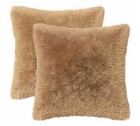 vidaXL Housse de Coussin 2 pcs HEERLEN Taupe 45 x 45 cm Fleece PV