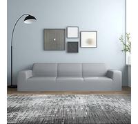 vidaXL Housse Extensible de Canapé 4 Places Protection de Meubles Couverture de Canapé Housse Extensible de Sofa Salon Gris Jersey de Polyester