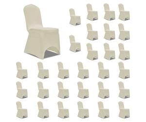 Vidaxl Housses Ã©Lastiques De Chaise Crã¿Me 30 Pcs