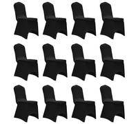 Vidaxl Housses Ã©Lastiques De Chaise Noir 12 Pcs