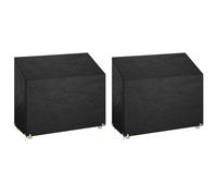 vidaXL Housses de banc de jardin 2 pcs 8 œillets 160x70x70-88 cm PE 3155390 Noir G
