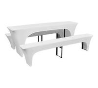 vidaXL Housses pour table et bancs extensibles 3 pcs Blanc 220x50x80 cm