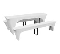vidaXL Housses de table et bancs extensibles 3 pcs 220x70x80 cm Blanc