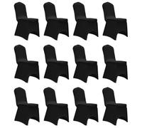 vidaXL Housses élastiques de chaise 12 pcs Noir