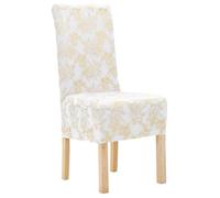 Housses extensibles de chaise 6 pcs Blanc avec imprimé doré