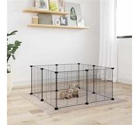 vidaXL Huisdierenkooi met 8 panelen 35x35 cm staal zwart171624 Noir G