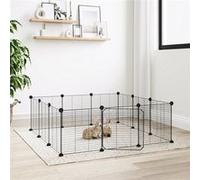 171626 vidaXL Cage animaux de compagnie à 12 panneaux et porte Noir 35x35 cm