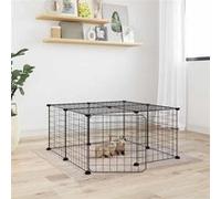 vidaXL Huisdierenkooi met deur 12 panelen 35x35 cm staal zwart3114051 Noir G
