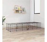 vidaXL Huisdierenkooi met deur 28 panelen 35x35 cm staal zwart3114059 Noir G