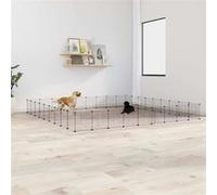 vidaXL Huisdierenkooi met deur 36 panelen 35x35 cm staal zwart3114027 Noir G