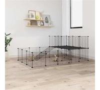 Cage Animaux de Compagnie à 36 Panneaux et Porte Noir 35x35 cm Enclos vidaXL