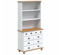 vidaXL Hutch ASKIM Blanc 91 x 40 x 184 cm Bois de pin Massif, Buffet rectangulaire Traditionnel, chêne Massif, penderie et Rangement pour décorer Votre Maison