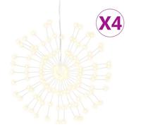 vidaXL Illuminations de Noël Feux d'artifice 4 pcs 140 LED blanc chaud 17cm